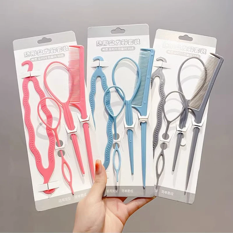 Pink and Blue Topsy Tail Hair Styling Tools - Set of 2-4 Pieces