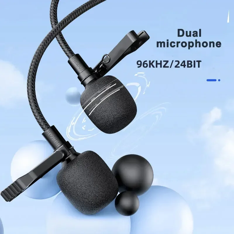 Wired Microphones for Professional Audio Video Youtube Stereo Lavalier Mic Compatible with iPhone Mobile Phones Laptops PC USB C