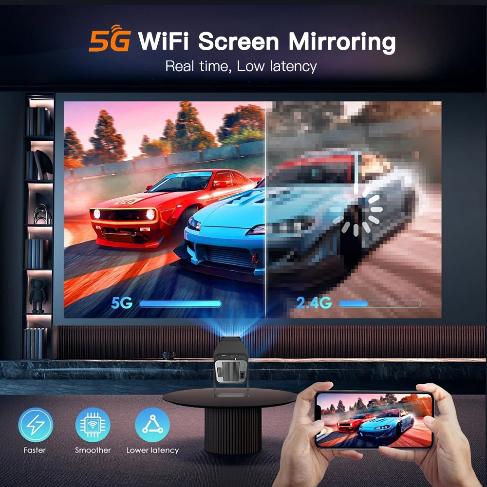 HD 4K Android 11 Dual WiFi6 BT5.0 390ANSI Native 1080P Mini Projector For Outdoor Home Upgrade HY300 mini projector portable projector video projector