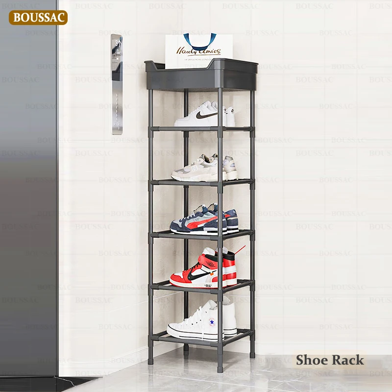 Simple Vertical Shoe Rack Metal Frame Corner Shelf Spacesaving Storage
