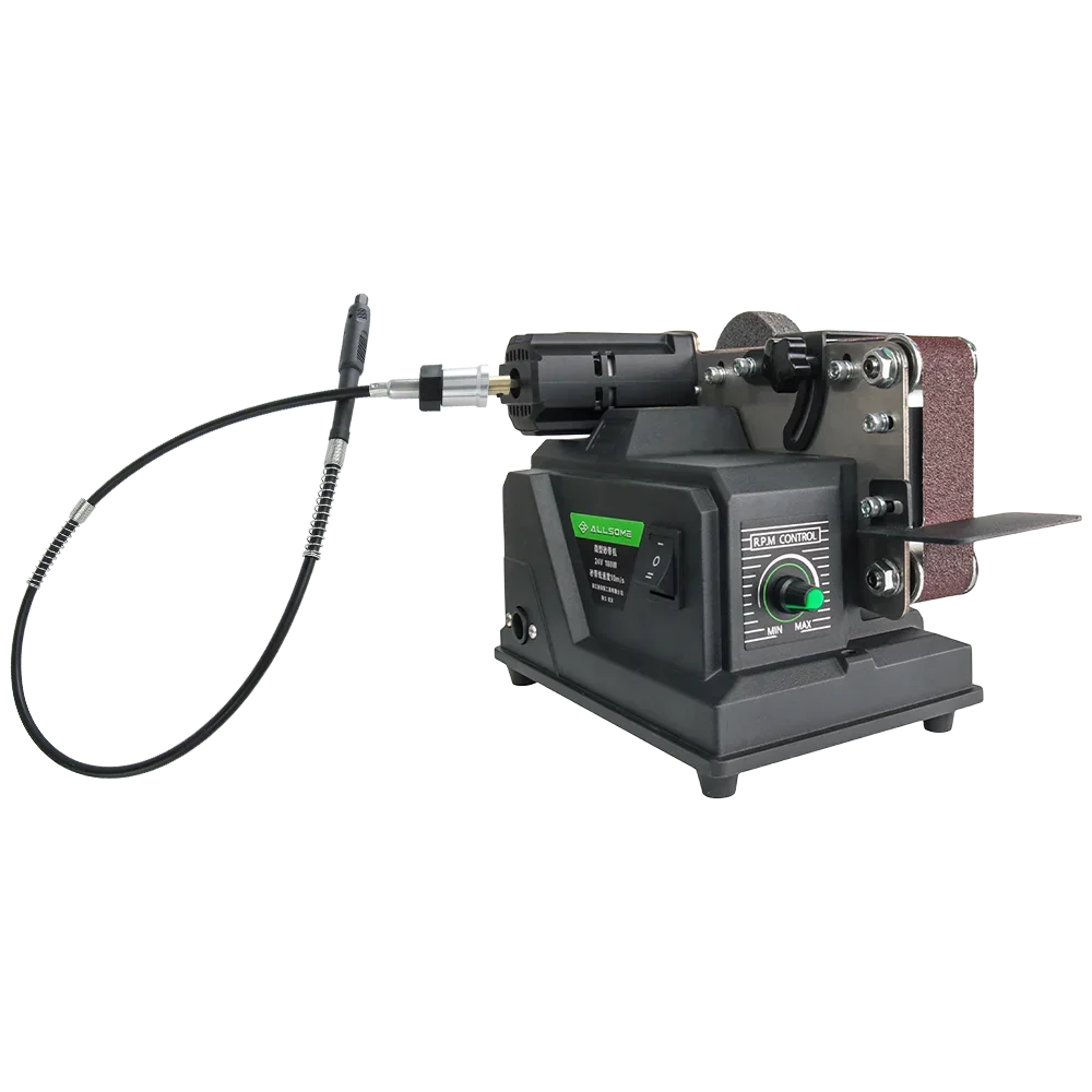 Allsome Mini Belt Sander, 180W Electric Sander with 10pcs 533*30mm Sanding Belts, Suitable for Makita 18V battery 2