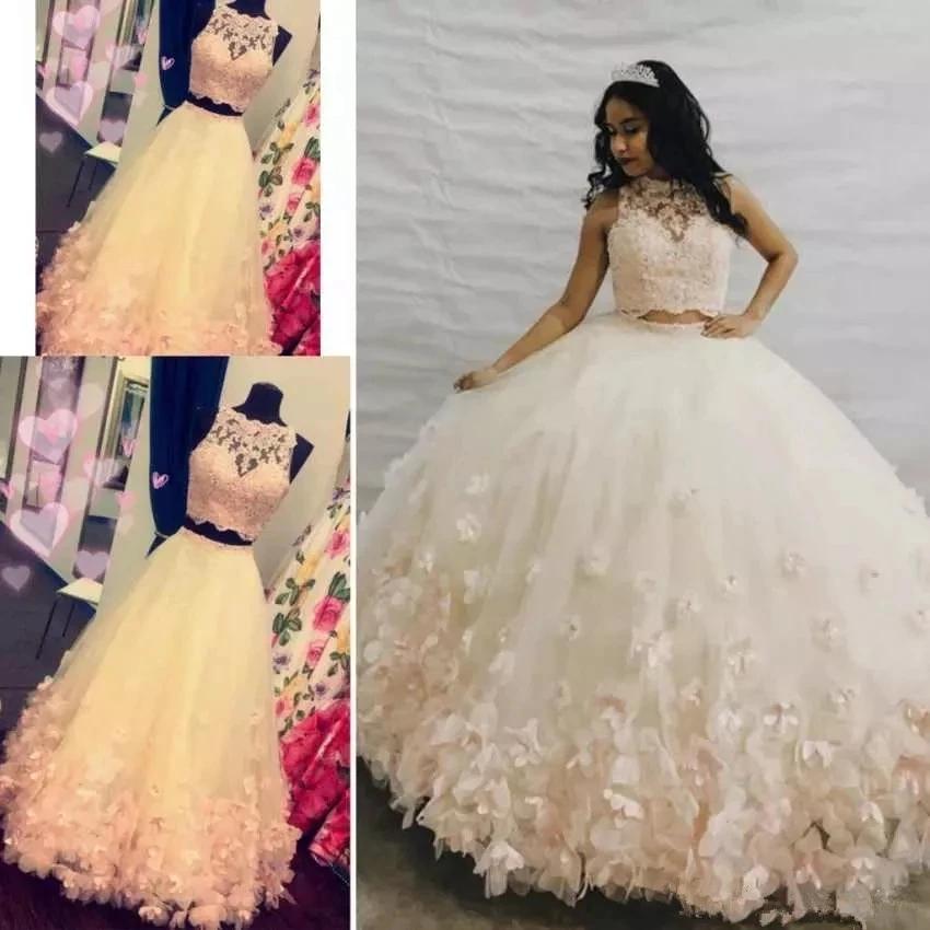 

ANGELSBRIDEP 2 шт. бальное платье, платья для Quinceanera, милые 16 Модные платья с высоким воротом и аппликацией Золушки, платья на день рождения