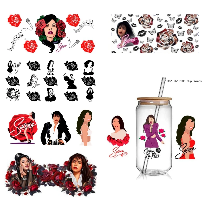Selena Design 3D UV DTF Cup Wraps stickers Selena UV Cup Wraps for 16oz Libbey Glass Can Cold Cups Tumbler