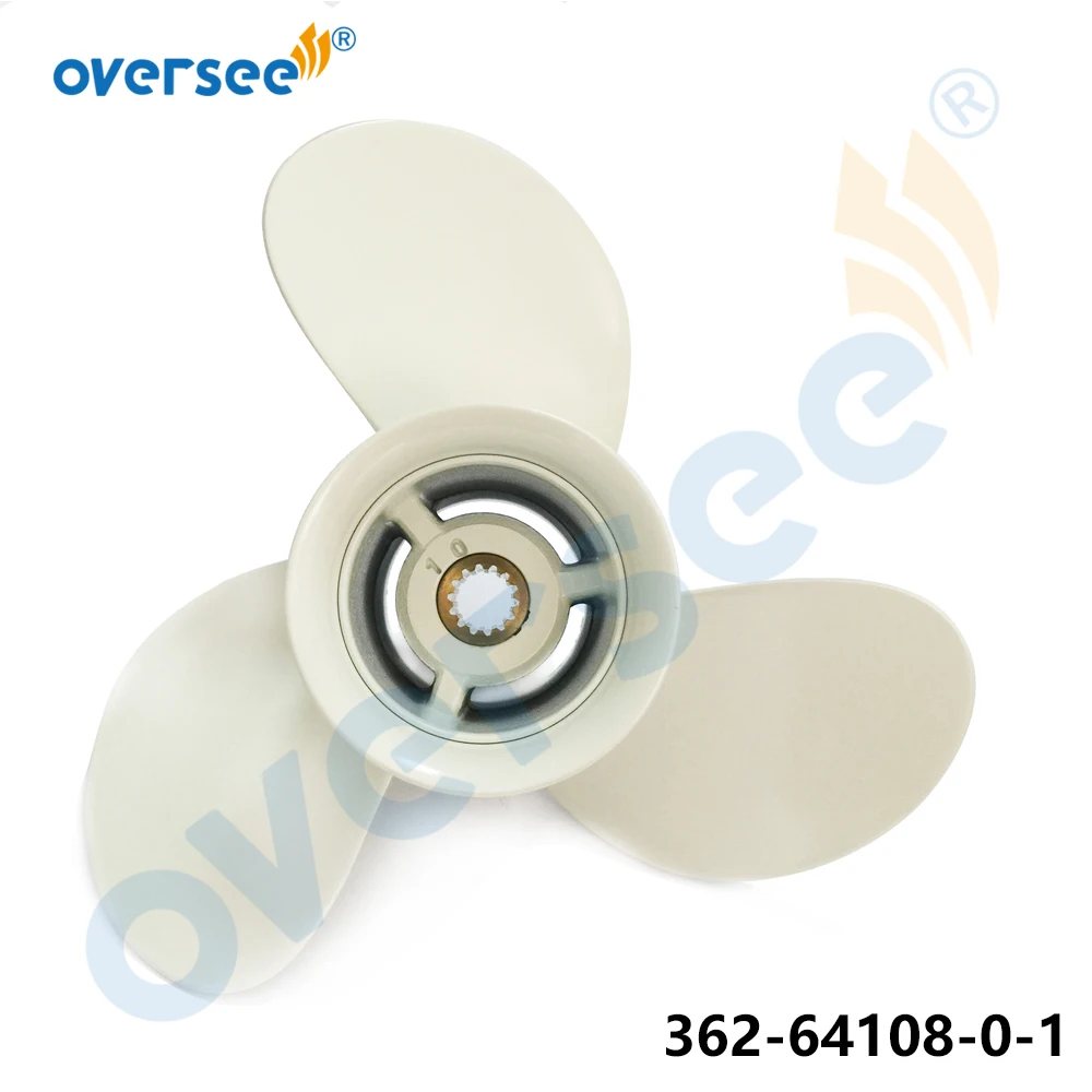 OVERSEE Aluminum Propeller 362-64108-0-1 3X9.2X9.8 Right White 9.9, 15, 18 HP For Fitting TOHATSU Outboard