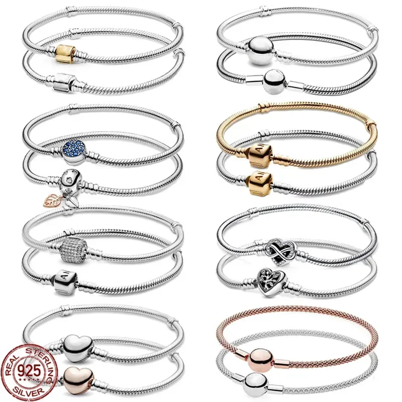 

New 925 sterling silver high-quality classic bucket buckle bracelet fits designing original charm beads DIY anniversary gifts