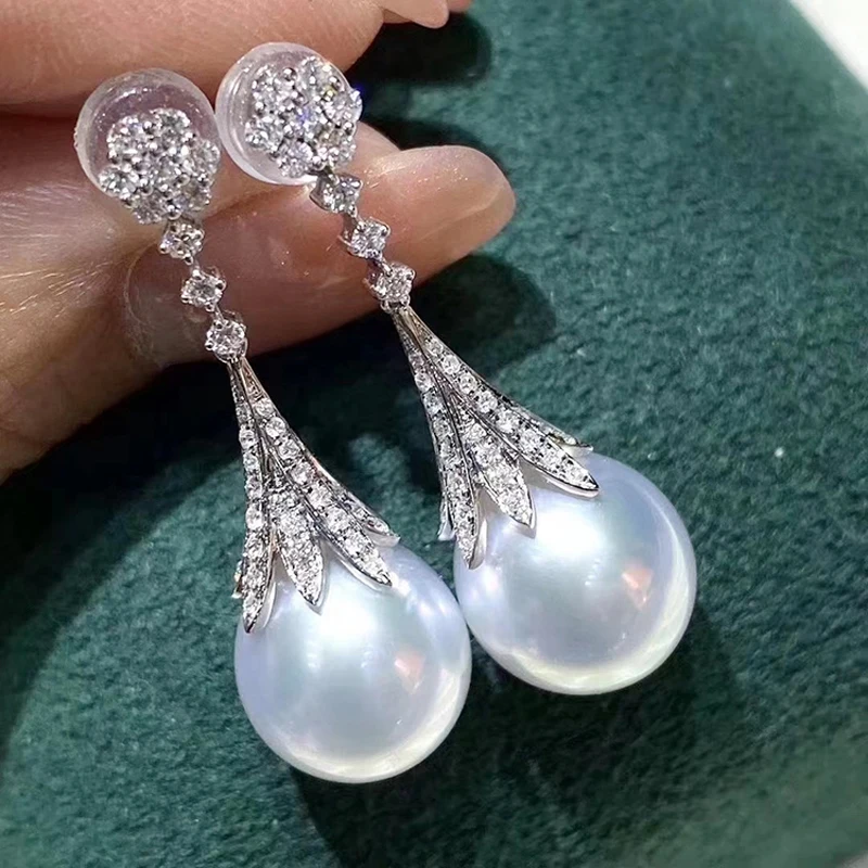 

MeiBaPJ 10-11mm Natural Rice Pearls Fashion Drop Earrings 925 Silver Fine Wedding Jewelry for Women DIY Empty Tray