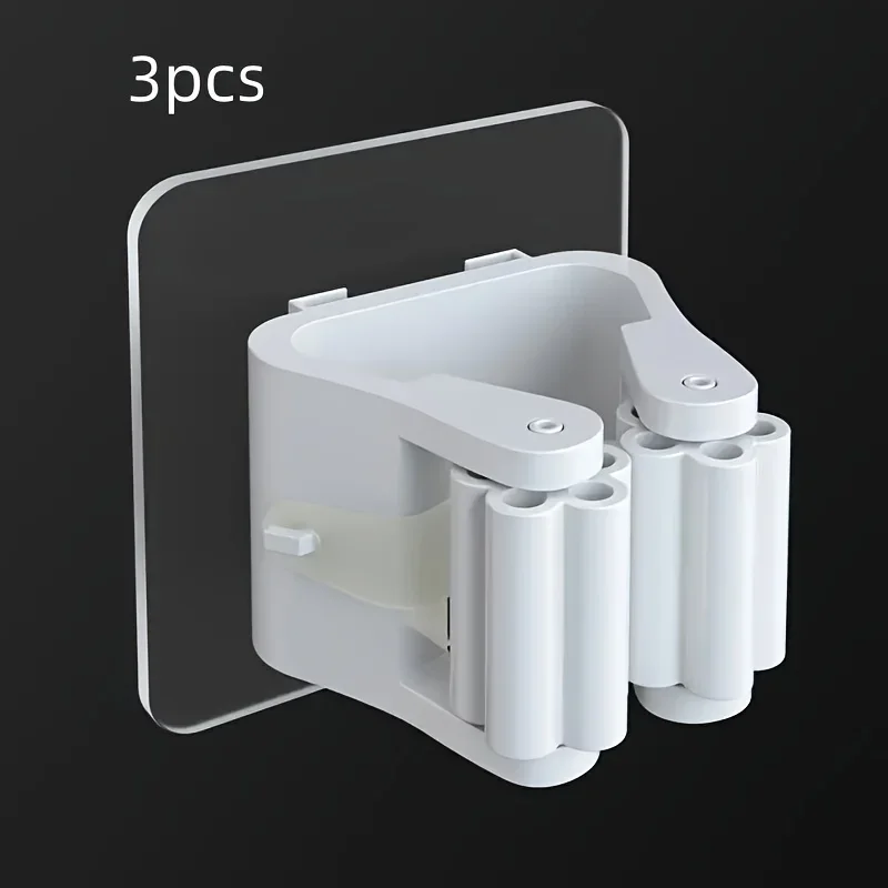 Mop Holder Wall-Mounted Plastic 3 Pcs