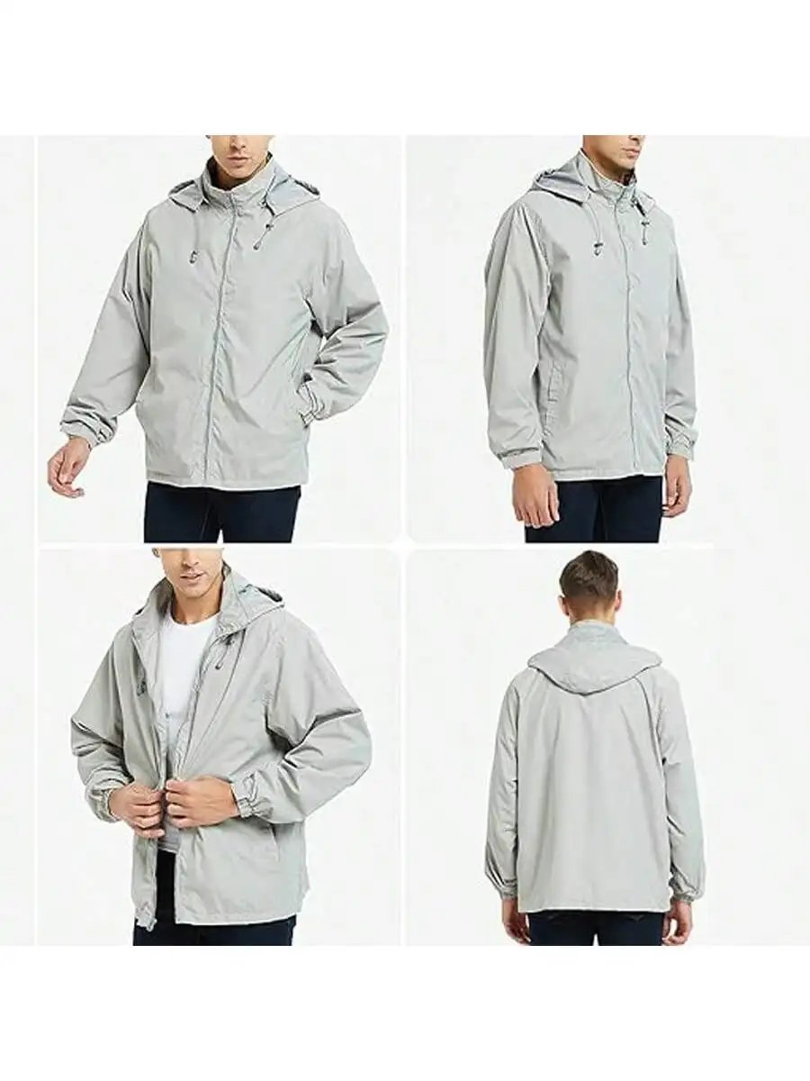 Mens Lightweight Windbreaker Waterproof Rain Jacket Hooded Windbreaker Jacket With Zipper Closure Suitable For Outdoor Play