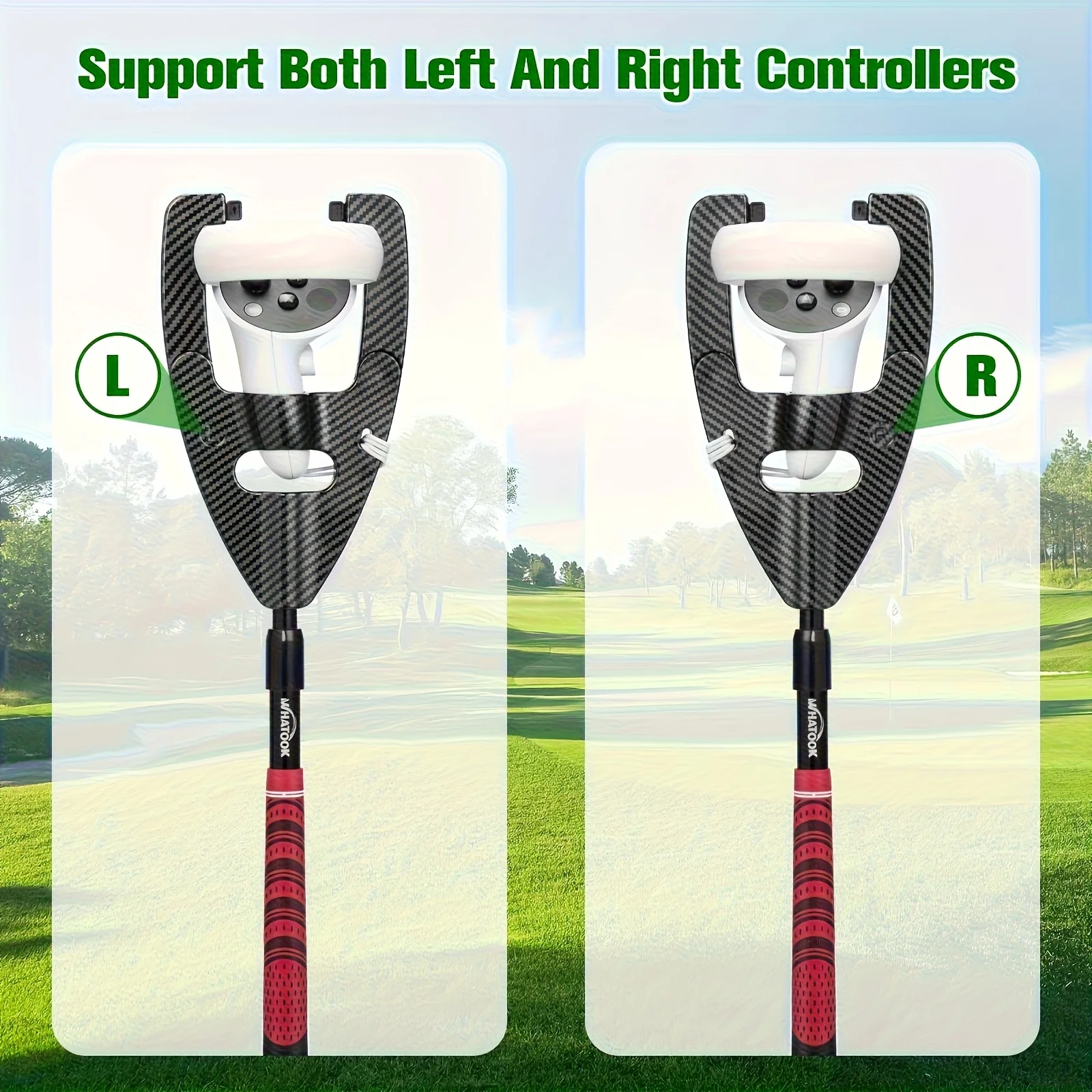 Meta Quest 2 palos de golf VR dedicados con sensación de giro real, longitud ajustable, controlador universal para mano 