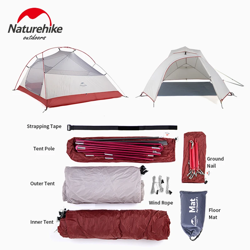 Camping Tent Naturehike Cloud Up 1 2 3 Single Double Triple People Outdoor Travel Hiking 3-4 Season Double Layer