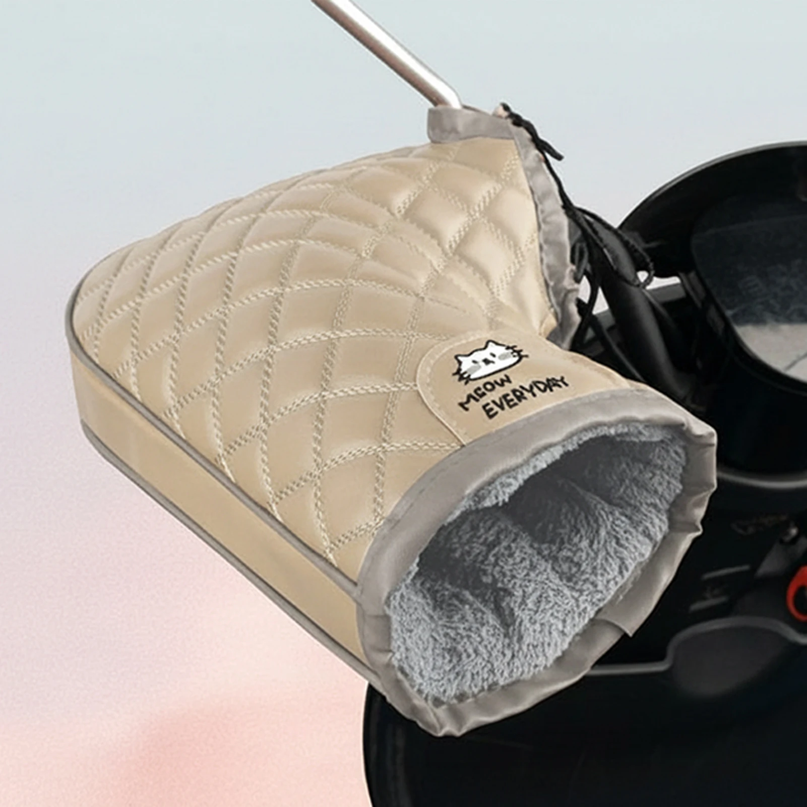 Fleece handlebar muffs coral fleece lining e-bike scooter