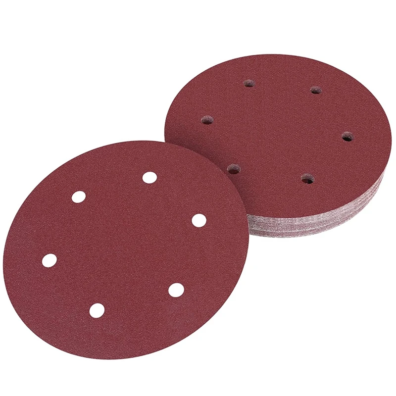 

30Pcs 225Mm Sanding Discs 120 Grit Hook And Loop Sand Paper Pad 6 Holes Sandpaper For Long Neck Sander Drywall Sander