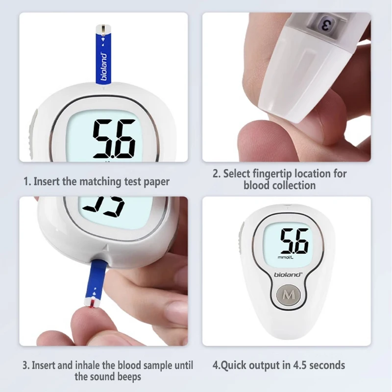 Bioland Glucometer Glucose test strips Blood glucose meter Blood sugar Measurement of diabetes