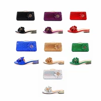 New Ladies Rhinestone Clutch Flat Heel Diamond Evening Shoes and Bag suit Rhinestone Flat plus size Stone Slippers Size 34-44 2