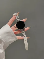 Butterfly Leather Loop Strap - Elegant Sport Bracelet - Universal 22mm (White Butterfly)