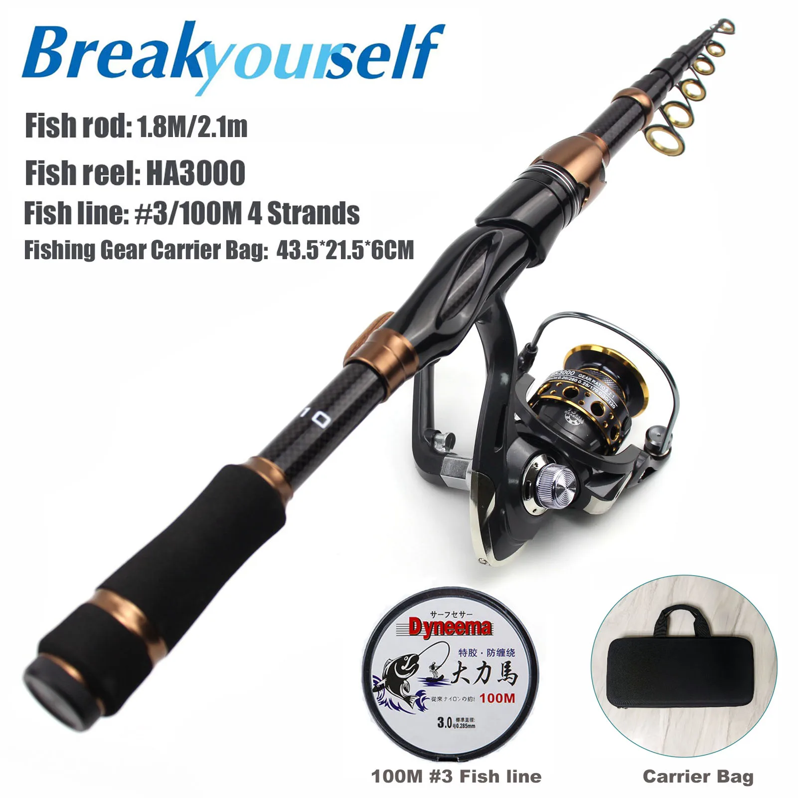 Fishing Rod and Reel Combos, Bronze Warrior, 24-Ton Carbon Matrix Telescopic  Pole, Spinning Reel Kit-Travel-1.8M/2.1M -Bag - AliExpress