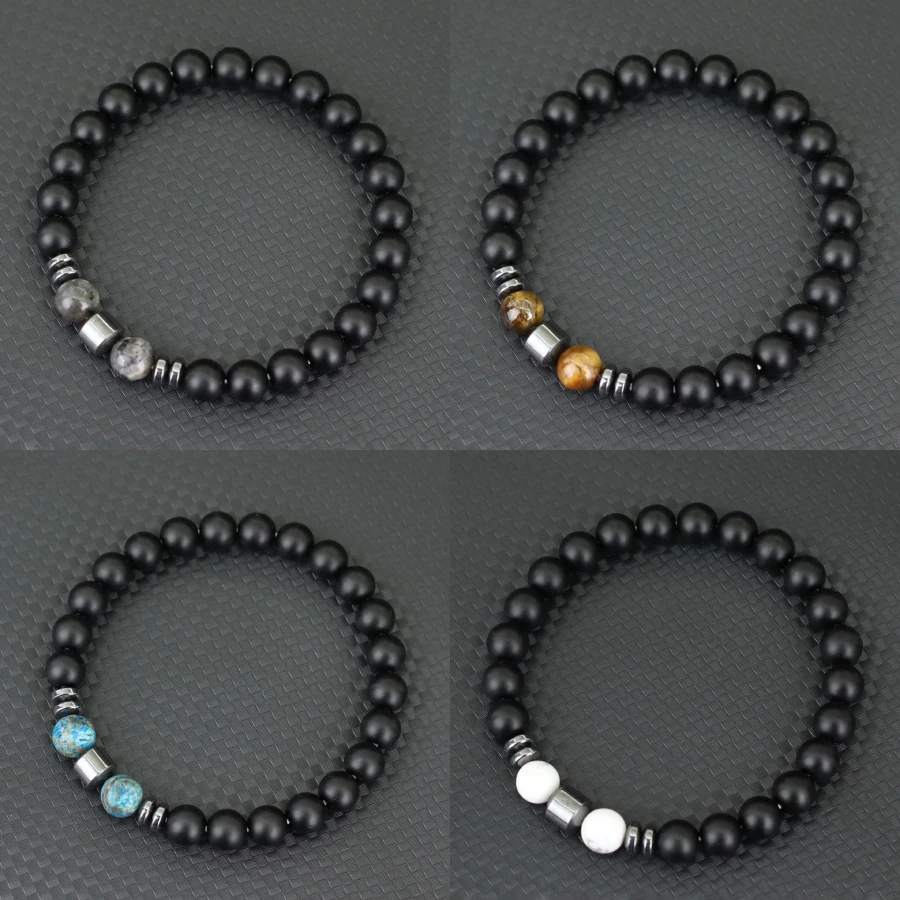 Men Natural Tiger Eyes Volcanic Rock Healing Bracelet