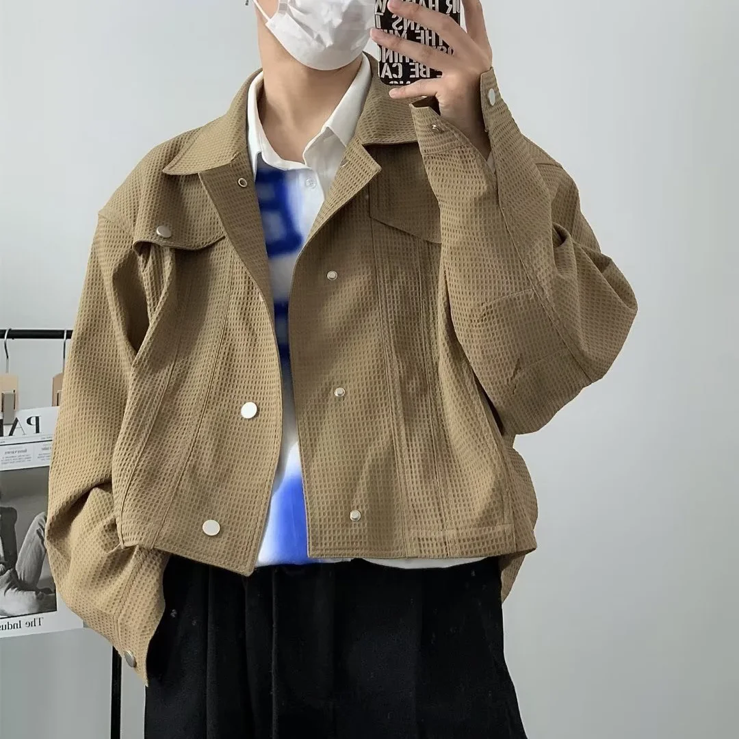 Trendy Fashionable Casual Short Jacket for Men Vintage Lapel