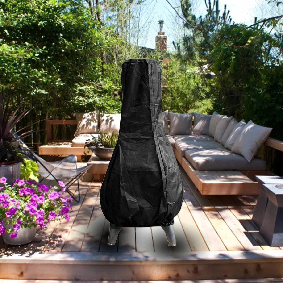 Outdoor Chiminea Cover Heavy Duty Waterproof Protective Sleeve for Fireplace