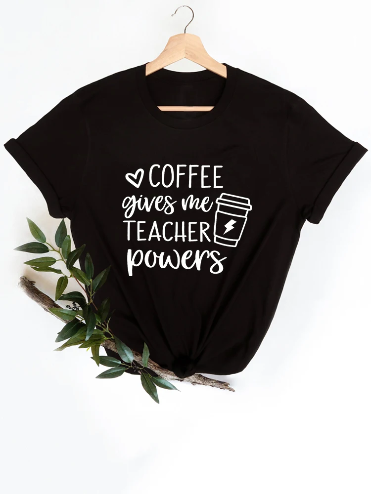 

Coffee Gives Me Teacher Powers T-shirt Teacher Short Sleeve Shirt Gift for Teachers Teaching Shirts Summer Funny Teacher TShirts