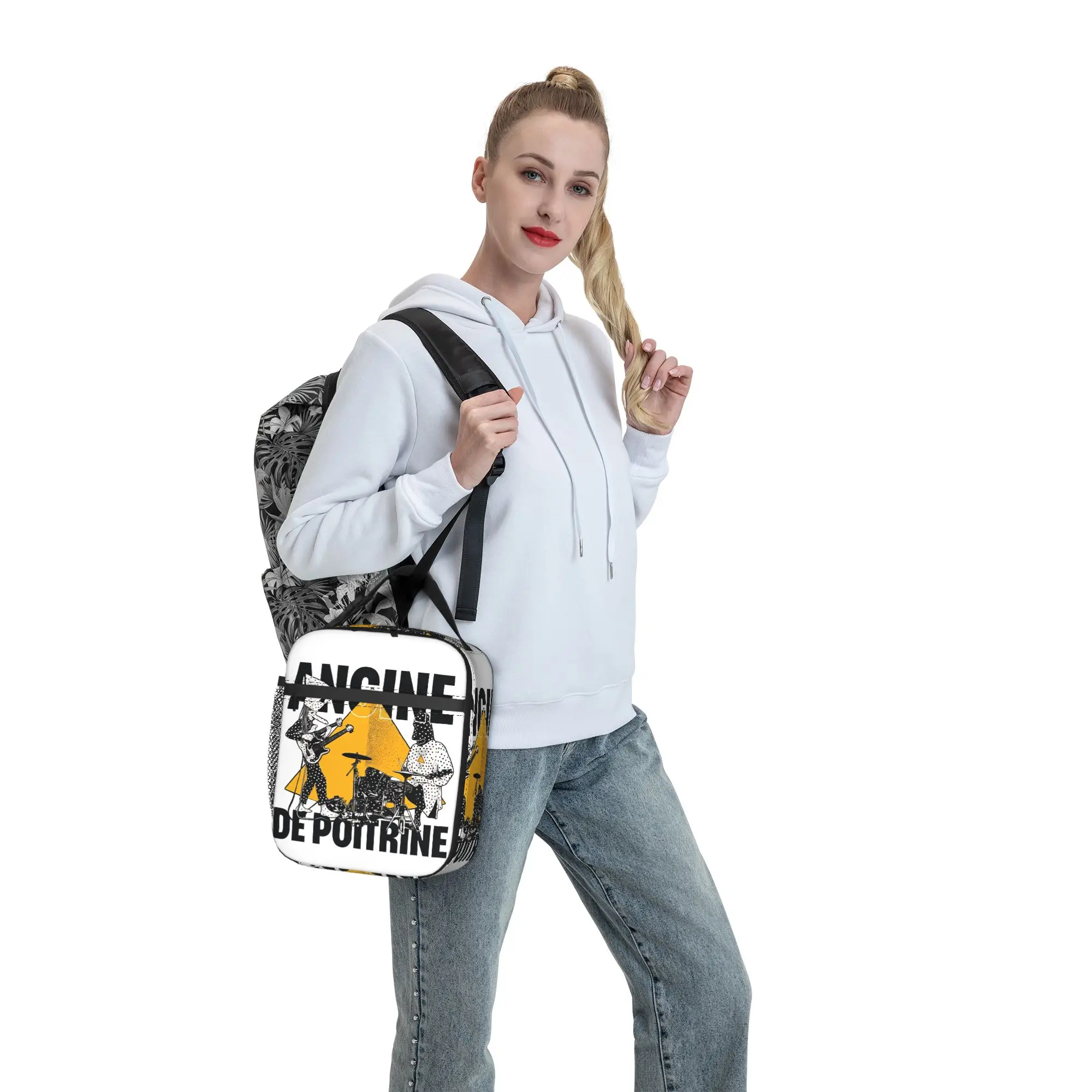 Angine de Poitrine Tour Isolierte Lunchtasche, großer Essensbehälter, Kühltasche, Tragetasche, Lunchbox, Schule, Reisen, für Männer und Frauen – Detail 7
