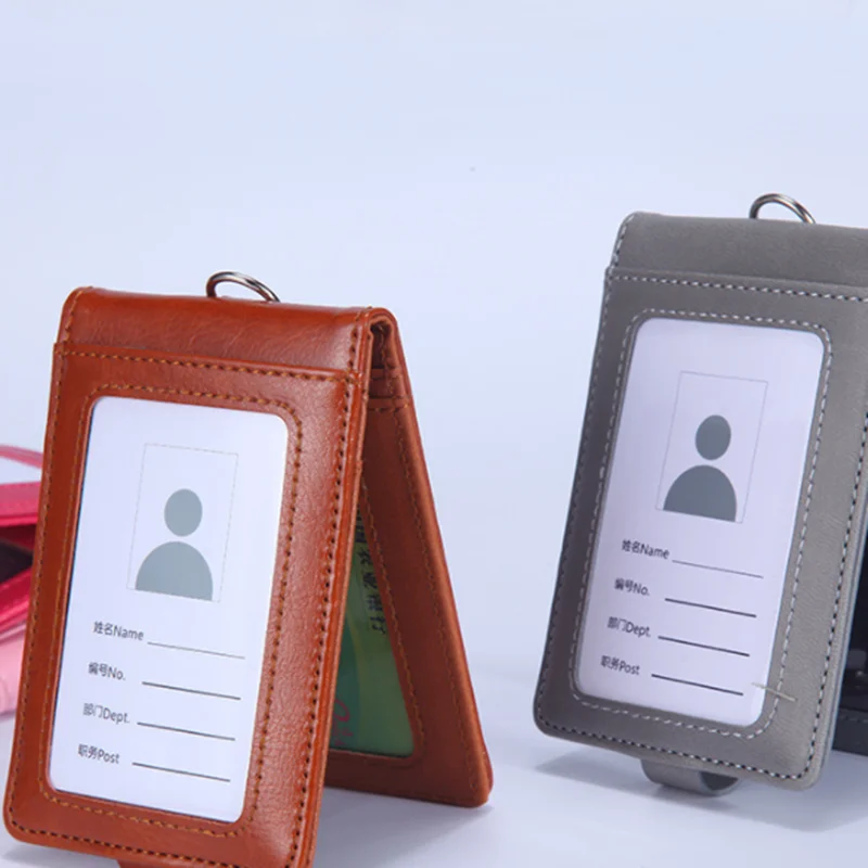 Juego de tarjetas dobles de cuero de vaca multifunción, funda transparente con Clip para tarjeta de identificación, accesorios para tarjetas de crédito