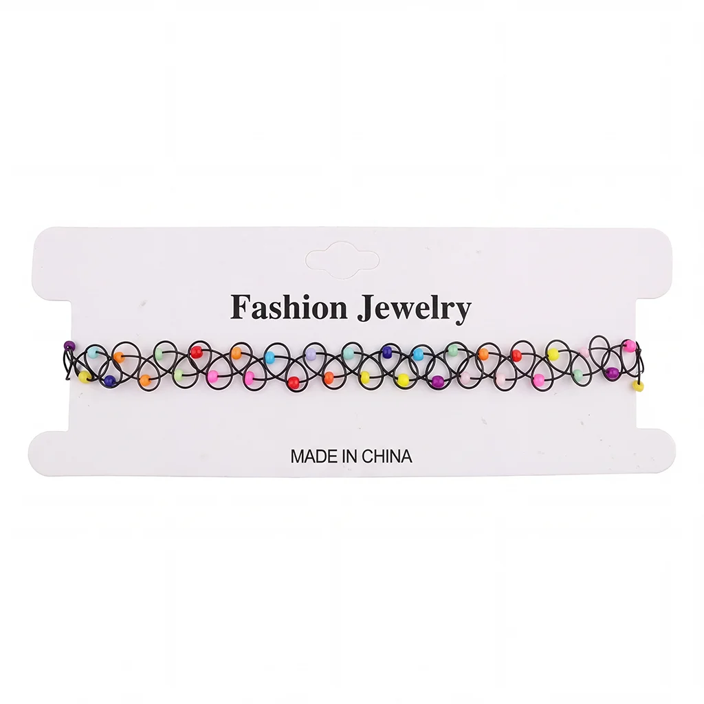 DIY 12PCS Mix Colour Vintage Hippy Stretch Tattoo Choker Necklace Elastic Chocker Necklace Fishing Line Tattoo Necklace