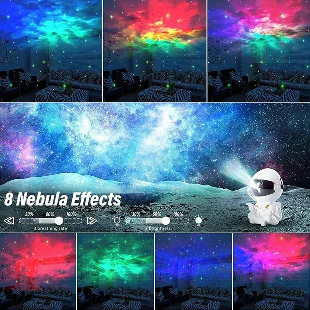 Galaxy Astronaut Projector LED Night Light Starry Sky Porjectors Lamp Decoration Bedroom Room Decorative For Children Gifts