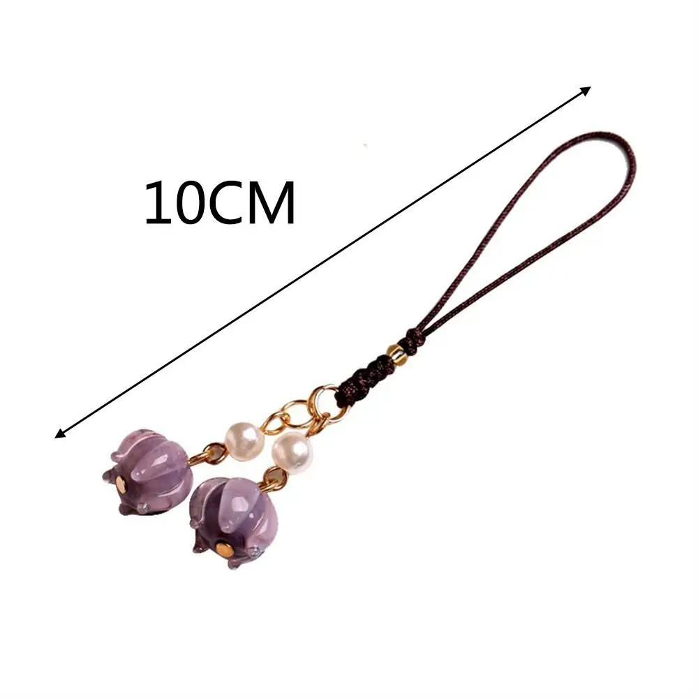 Hanging Ornaments Bag Pendent Cellphone Strap Orchid Flower Phone Chains Anti-lost Lanyard Mobile Phone Keychain Phone Strap