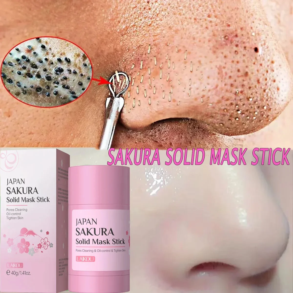 Sakura Remove Blackheads Mud Mask Shrink Pore Deep Cleansing Oil Control Moisturizing Sleep Face Mask Korean Skin Care Product