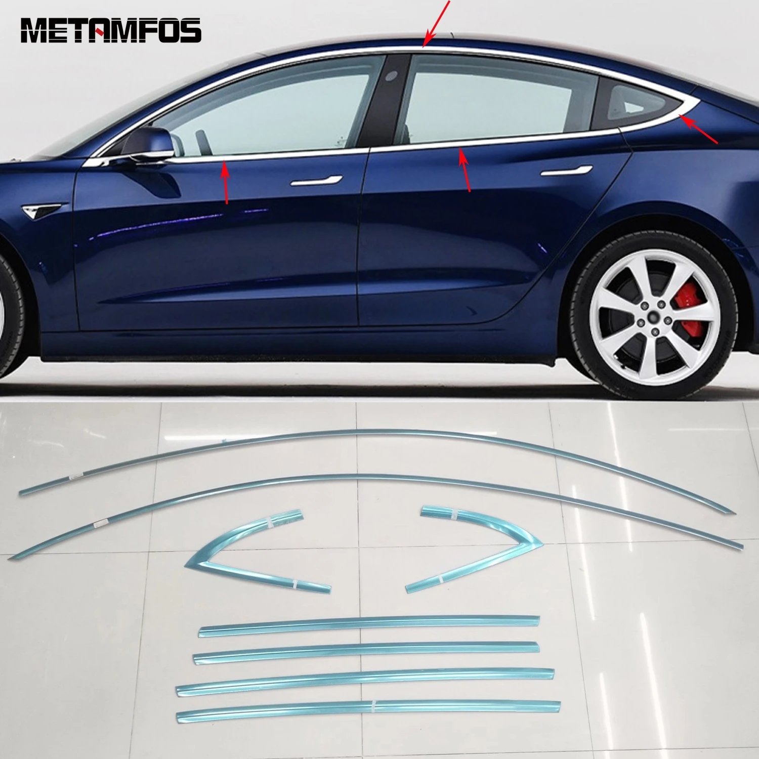 

Для Tesla Model 3 2016-2020 2021 2022 2023 из нержавеющей стали верхняя + нижняя рамка на порог, Обложка, отделка, стикер, аксессуары, Стайлинг автомобиля