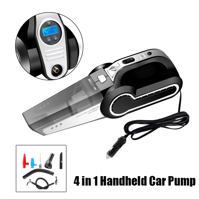 

Car Vacuum Cleaner,120W 4 In 1 Handheld Car Pump Handheld Vacuum Cleaner With 3.7M Power Cord For Car Strong Power Suction