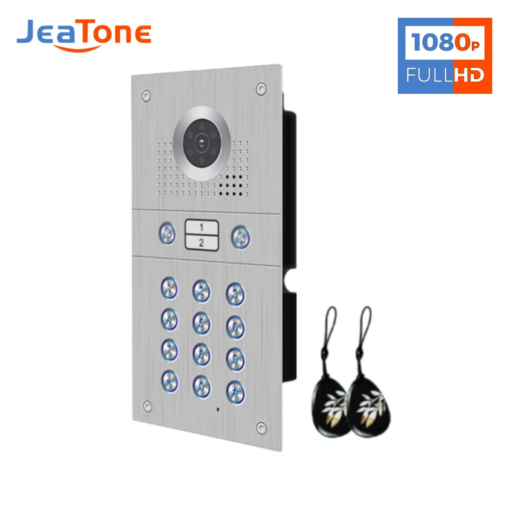 Jeatone 2 Buttons Video Call panel for 2 Apartments FHD 170&deg; Wide field of vision Motion Detection Stainless Steel Doorphone