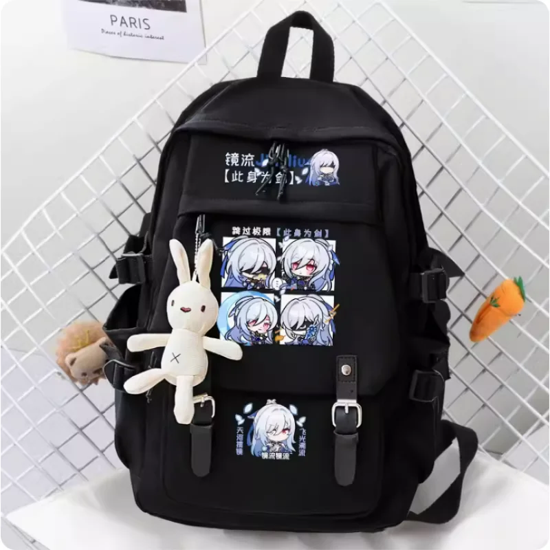 Anime Honkai: Star Rail Jingliu Big Capacity Girls Backpack Travel Bag Boy Teenager Schoolbag