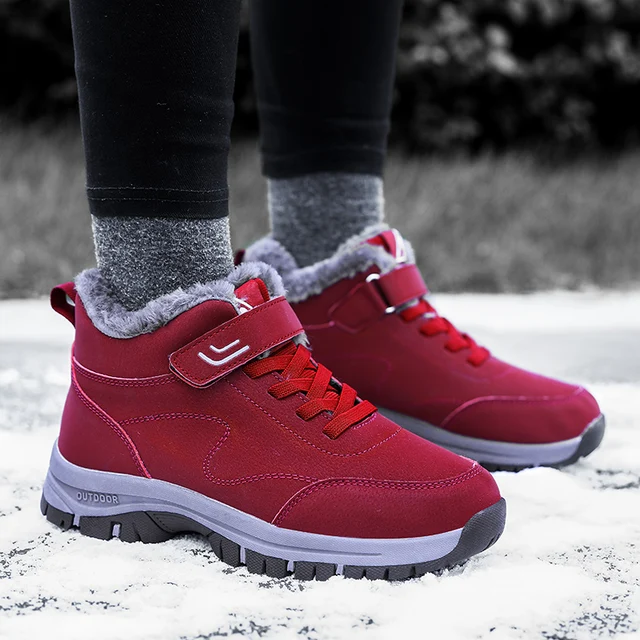Women's Casual and Comfortable Super Warm Winter Boots - Non-Slip Thick-Soled Snow Boots, Arctic Cold-Proof Ankle Boots Suitable for Outdoor Hiking, High-Density Lined Heat Lock Technology, Pure Color Simple Design