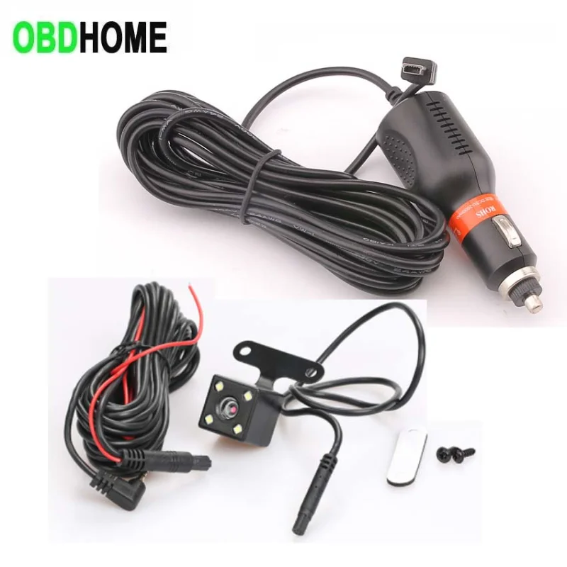 5holePortCarDrivingRecorderHDRearviewMirrorRearLens4Led