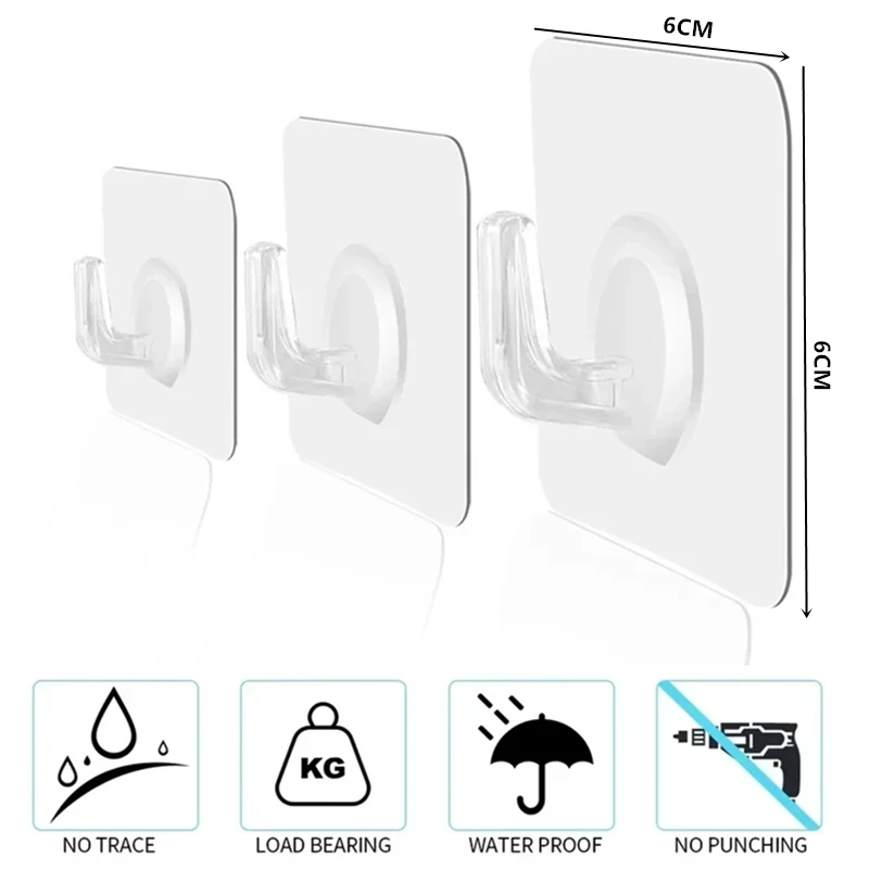 Adhesive Hooks 30pcs Strong Adhesive Hook Seamless Photo Frame Hanger Hook Waterproof Kitchen Bathroom Accessories Multifunctional Storage