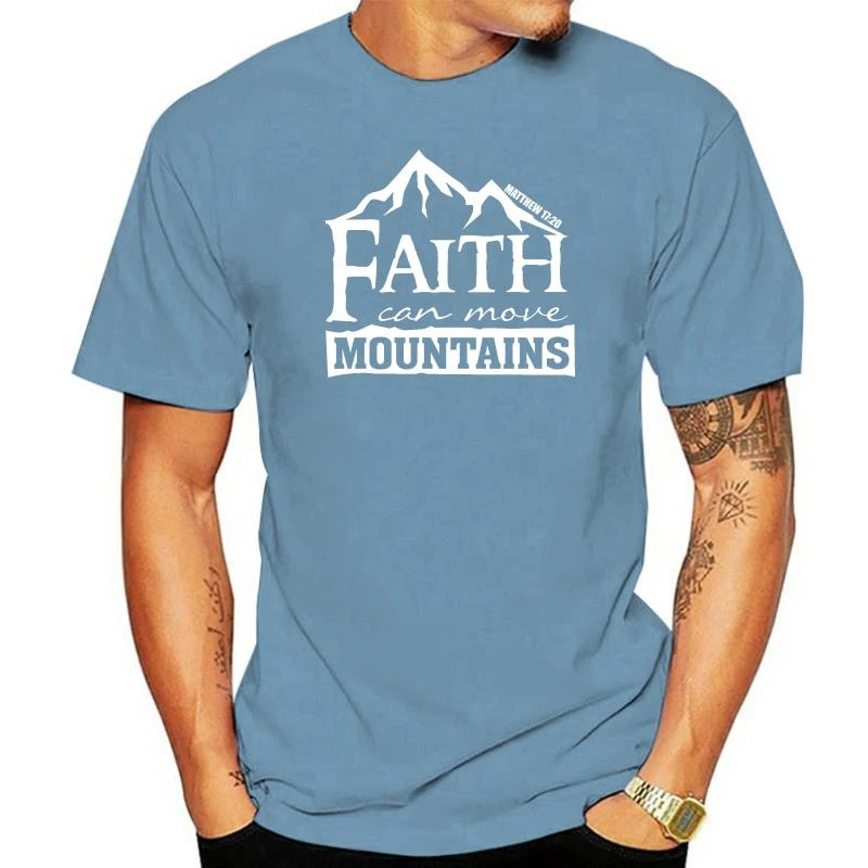 Print T Shirt Fashion Short Sleeve Faith Can Move Mountains - Matthew 17 20 Christian T Shirt baby girl cotton t shirt	