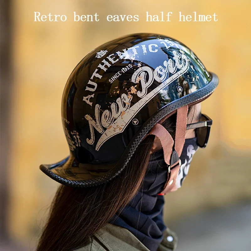 Adult Retro Motorcycle Helmet Men/Women Half Face Vintage Helmet Hat Cruiser Touring Moto Bicycle Scooter Skating Baseball Cap