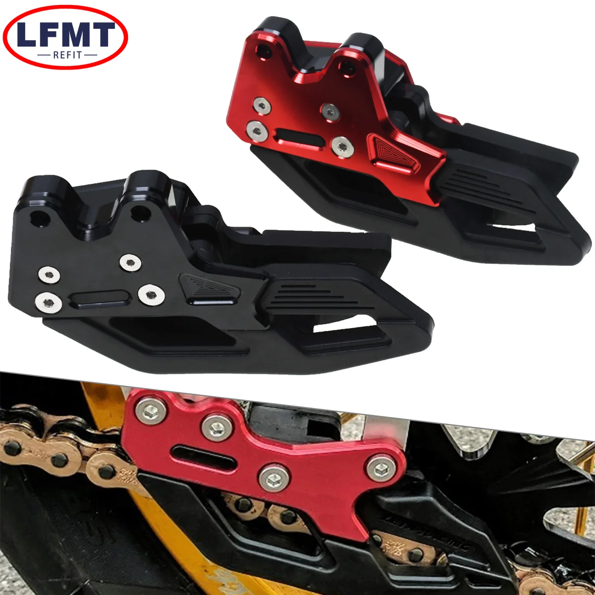 CNC Aluminum Chain Guide Guard Protector For Honda CRF150F/230F/250F/250L/300L Rally 2003-2022 – Red, Lightweight & Durable