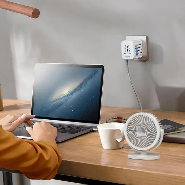 Íróasztal Ventilátor Akkumulátorral Működtetett Állítható Forgó Csendes Hálószobához 5V Air Circulator Strong Airflow Otthoni Irodákhoz - Image 3