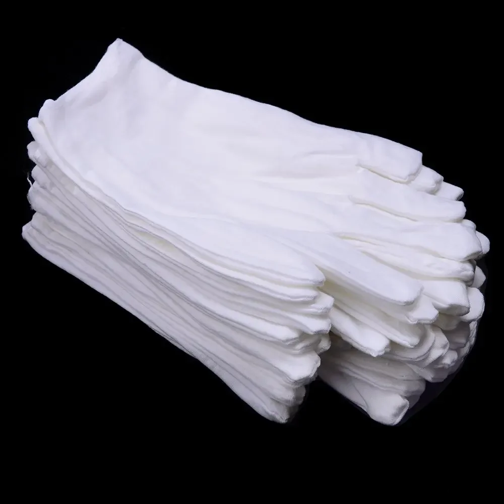 Cotton Gloves 12 Pairs For Dry Hands Moisturizing Eczema Inspection Work Serving Washable Stretchable Cloth