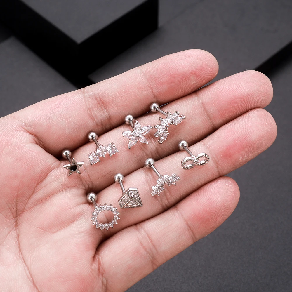 Forward Helix Piercing Surgical Steel Tragus Earrings JeryWe 27Pcs