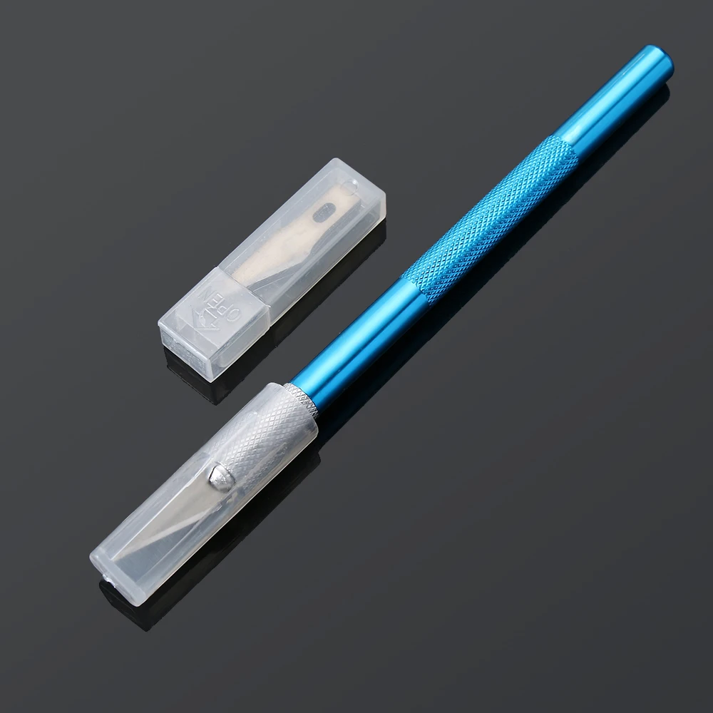 Multi-color Metal Handle Knife 6Pcs Blade Knife Scalpel Cutter Engrave Non-Slip Carving Pastry Mat Cutting Model Making Tools