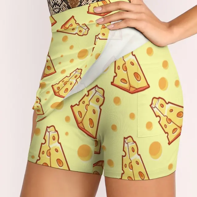 Pattern With A Slice Of Cheese On A Light Yellow Background Womens Skirt