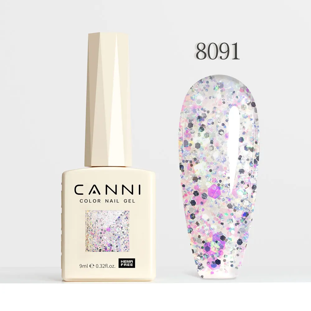 CANNI Super Glossy Glitter Cat Eye Nail Gel Polish - Hema Free Diamond Top Coat, Semi-Permanent UV LED Varnish