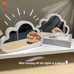 DIY Cloud Mirror Tulip Lamp Simulation Flower Bedroom Sleeping Table Lamp Handmade Craft Tulips Mirror Night Light Birthday Gift