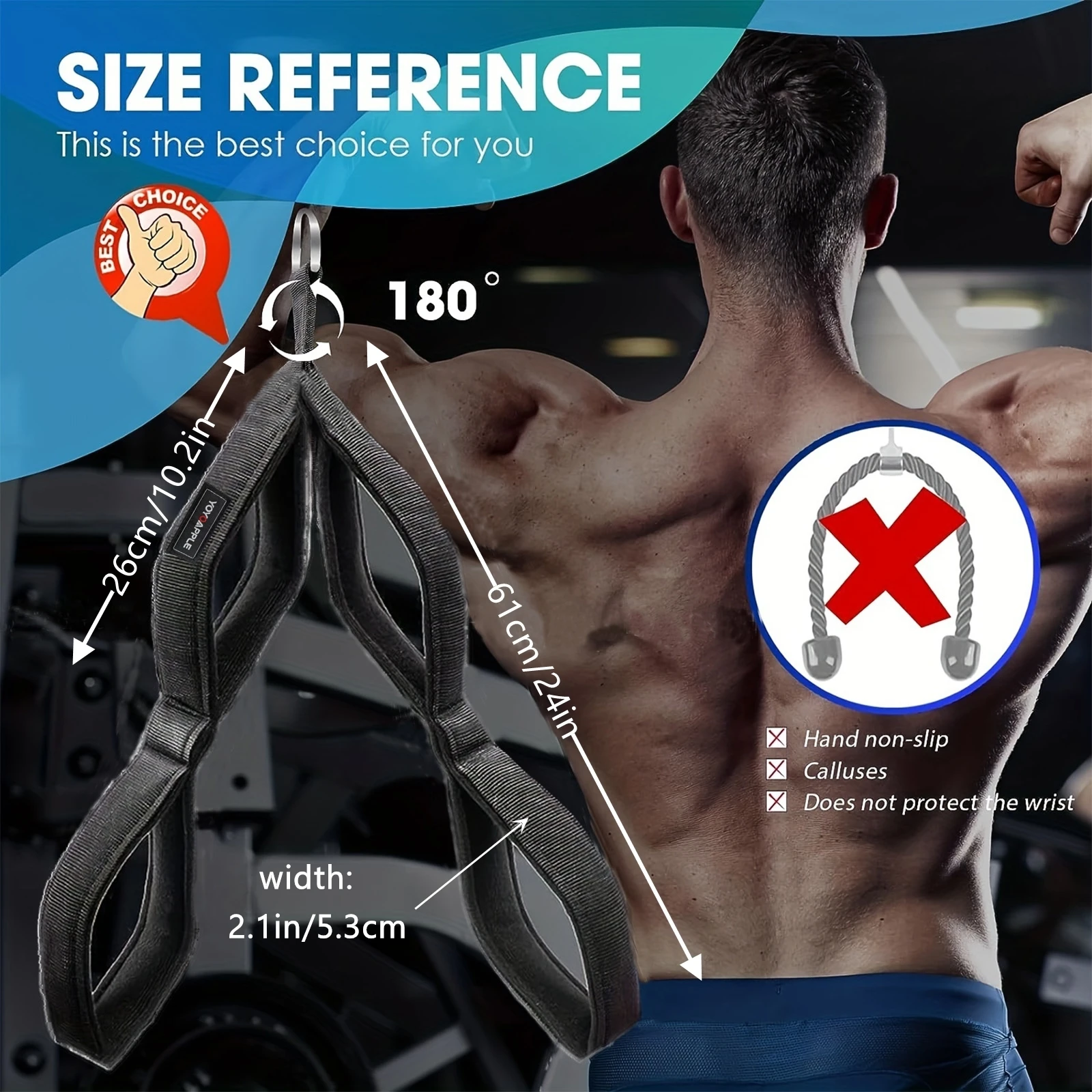 Gym Workout Rope Tricep Training Rope Cable Attachment Handles Pull Down Rope For Gym Workout (1pc) gym workout rope