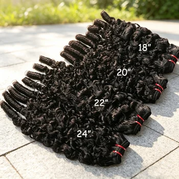 Ciocche di Capelli Umani Ricci Grezzi Birmani a Doppia Trama, Onda Profonda, 3-4 Ciocche, Estensioni di Capelli Vergini Vietnamiti per Donne