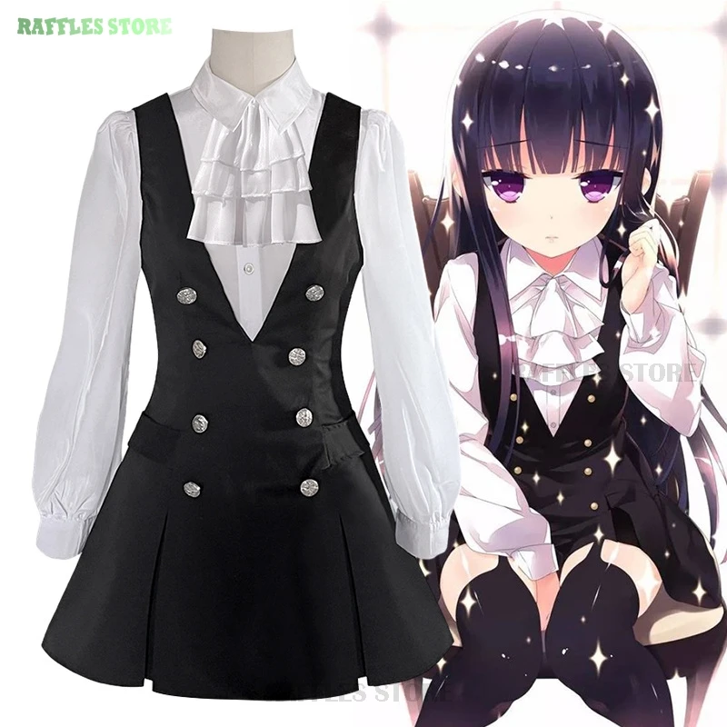

Костюм для косплея Shirakiin Ririchiyo парик черное платье Inu x Boku Секретная служба Аниме Косплей Униформа Хэллоуин костюм для женщин